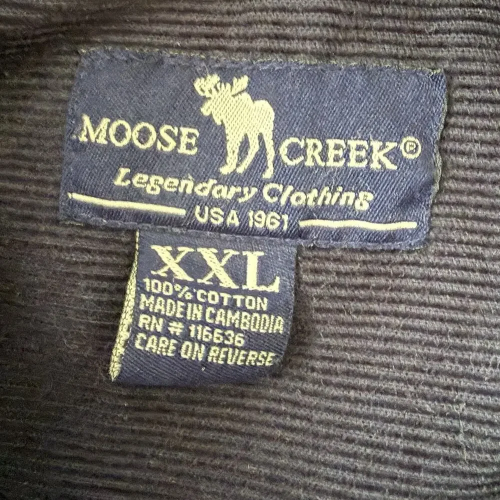 Moose Creek Corduroy Shirt Mens Sz XXL Blue Long Sleeve Shacket 100% Cotton